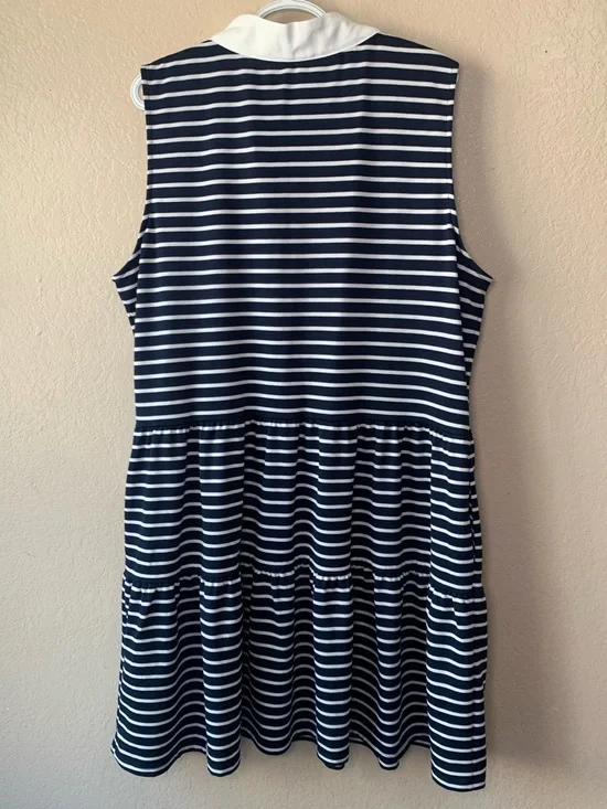 NAUTICA JEANS Blue White Tiered Collar Nautical Midi Dress Size XXL - Picture 5 of 10